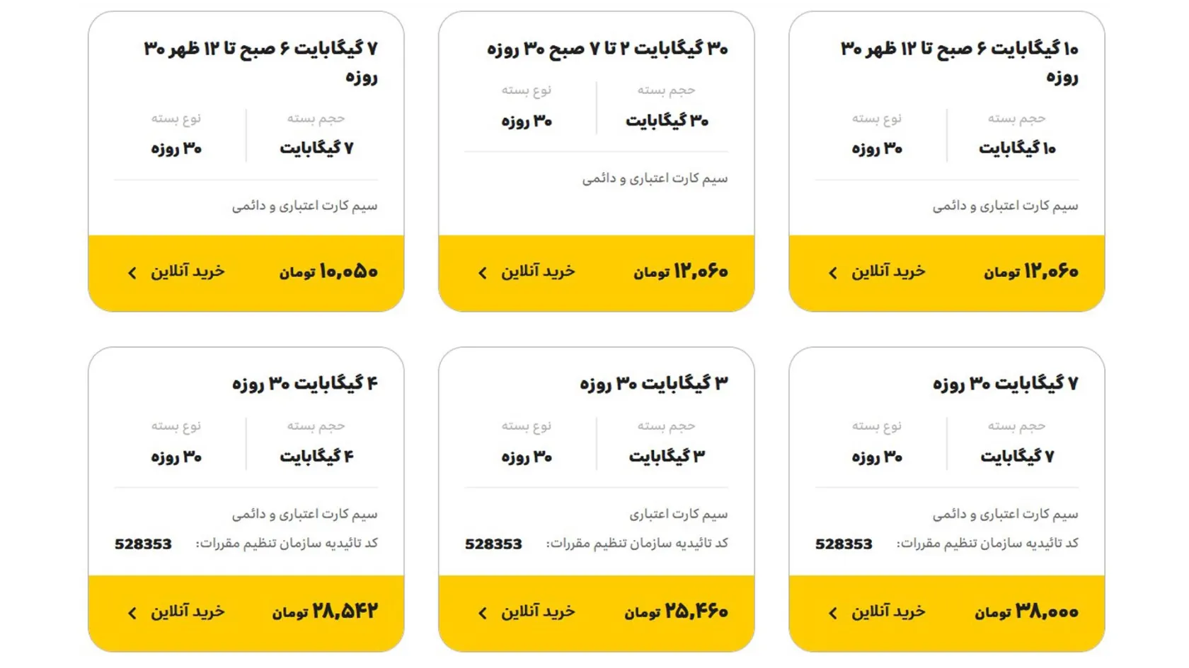 بسته‌های اینترنت همراه یک ماهه ایرانسل