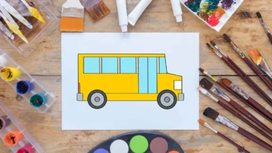 آموزش تصویری نقاشی اتوبوس مدرسه