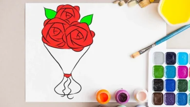 آموزش تصویری نقاشی مرحله به مرحله نقاشی دسته گل