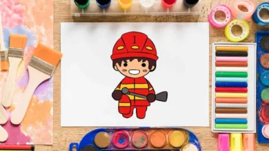 آموزش نقاشی آتش نشان در چند مرحله