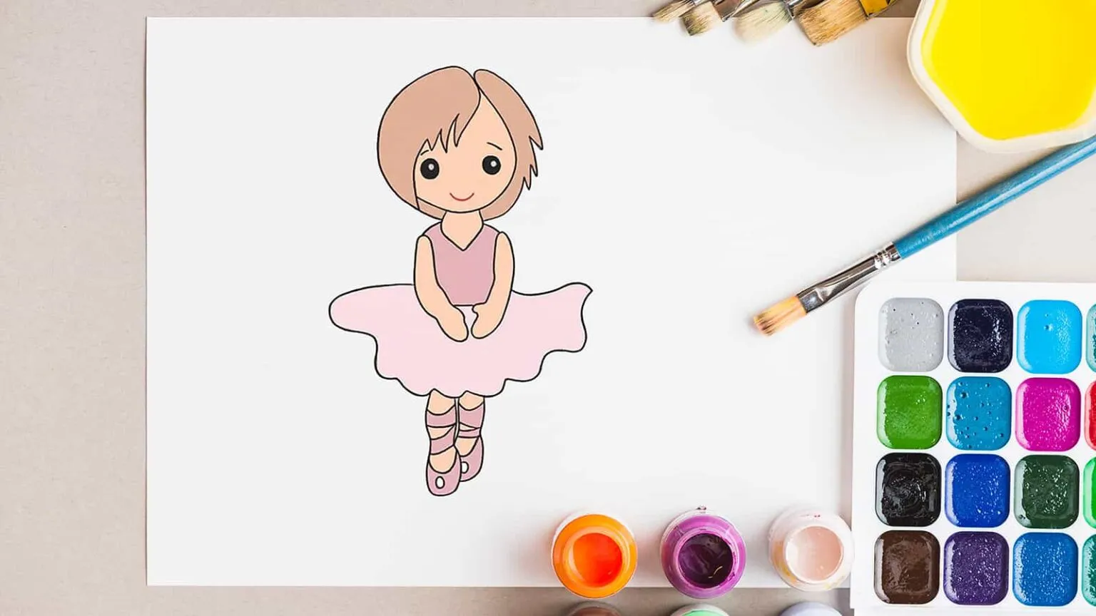 آموزش نقاشی مرحله به مرحله دختر بالرین